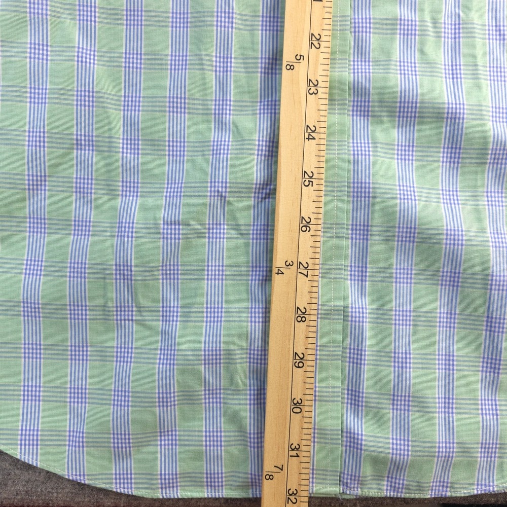 Brooks‎ Brothers Shirt Large Non Iron Green Blue Plaid Button Down Long Sleeve - Picture 5 of 7